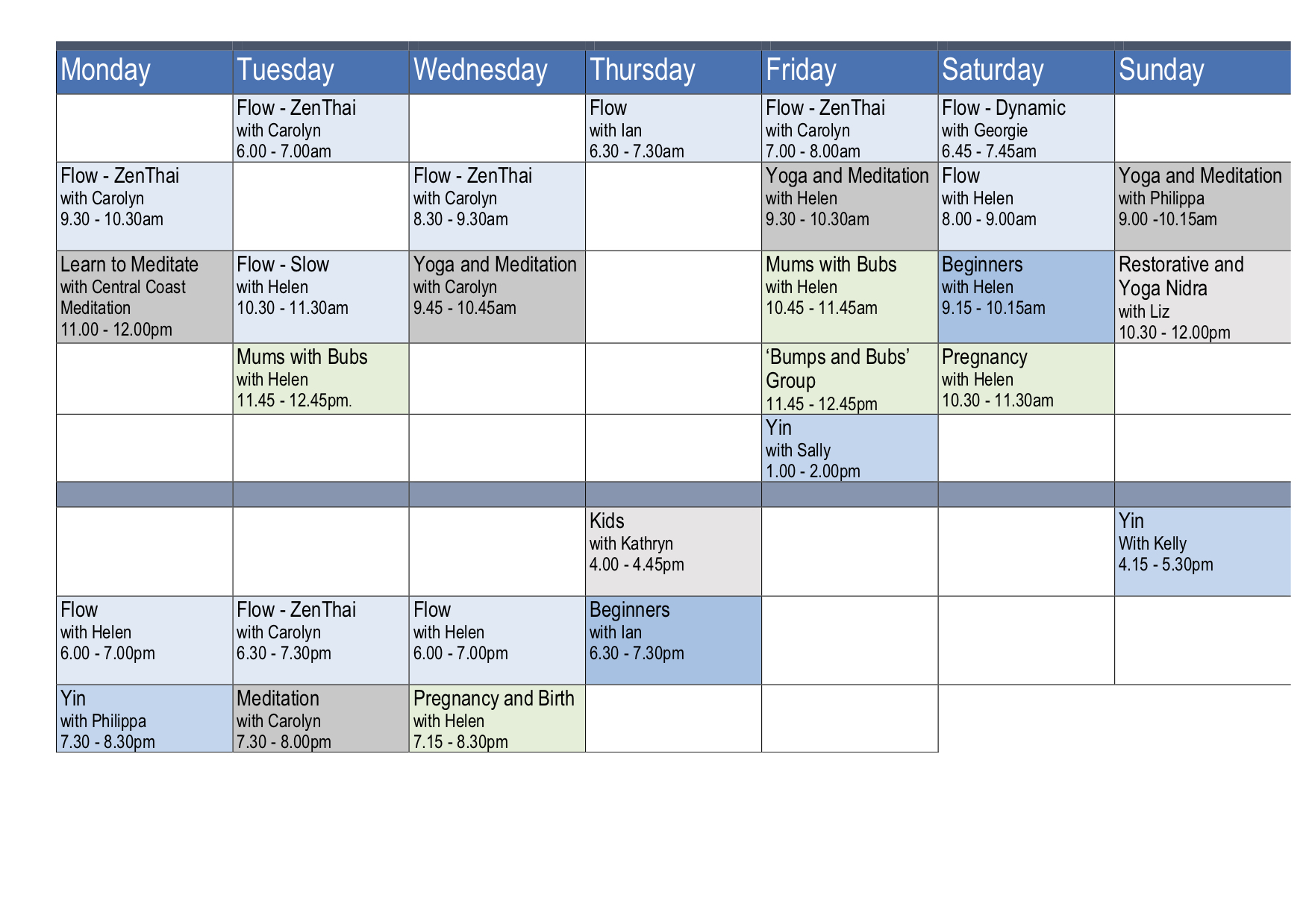 Timetable for website - Umina Beach Yoga